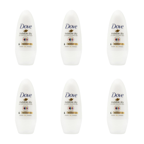 6PK Dove 40ml Antiperspirant Roll On Deodorant Invisible Dry
