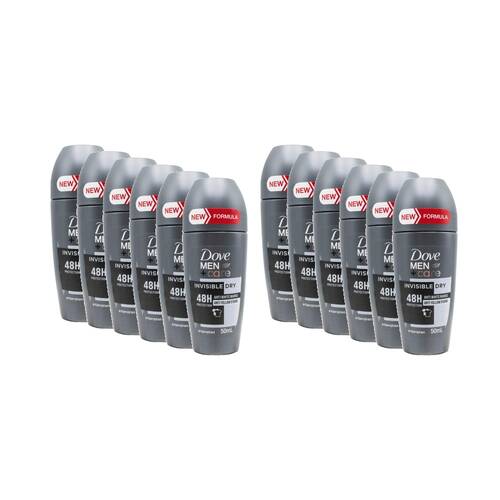 12PK Dove Men Antiperspirant Roll-On Deodorant 48 Hr Protect 50ml Invisible Dry
