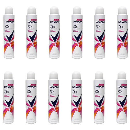 12PK Rexona Women Anti-Perspirant Underarm Deodorant Body Spray 200ml Bouquet
