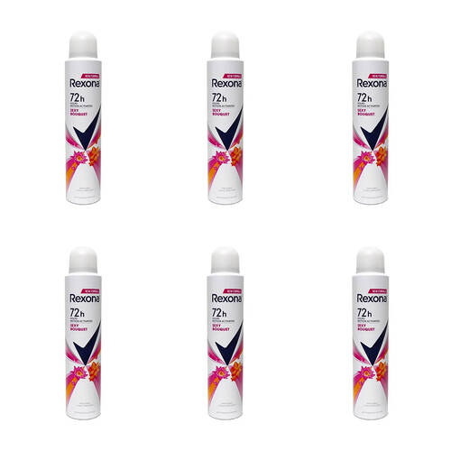 6PK Rexona Women Anti-Perspirant Underarm Deodorant Body Spray 200ml Bouquet