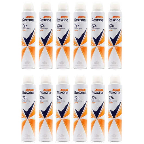 12PK Rexona Women 200ml Antiperspirant Deodorant Spray 72h - Sport