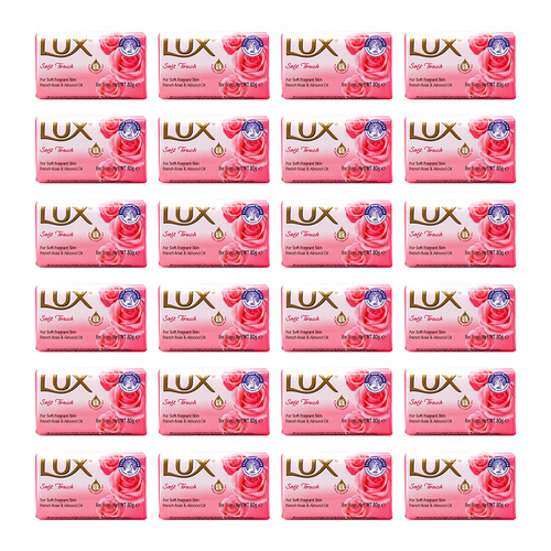 24PK Lux 80g Bar Soap French Rose & Almond Oil - Soft Touch