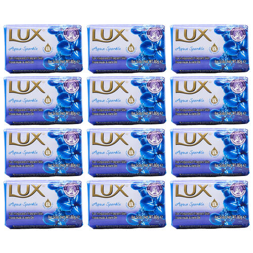 12PK Lux 80G Soap Bar Shower/Bath Body Wash - Aqua Sparkle