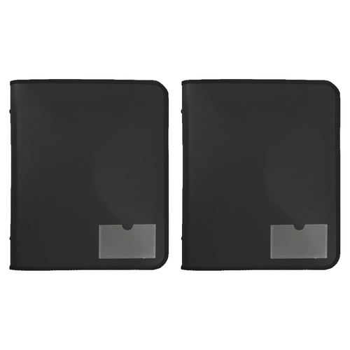 2PK Marbig 2 D-Ring A4 Zipper Binder 25mm w/ Tech Case - Black