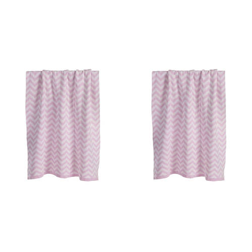 2PK Playgro Home Cotton Soft Woven Fabric Blanket Pink And White