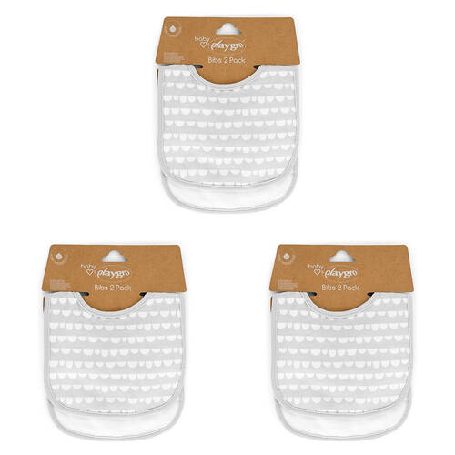 6pc Playgro Baby Loves Playgro Soft Cotton Bib Scallop Grey