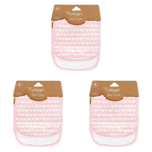 6pc Playgro Baby Loves Playgro Soft Cotton Bib Scallop Pink