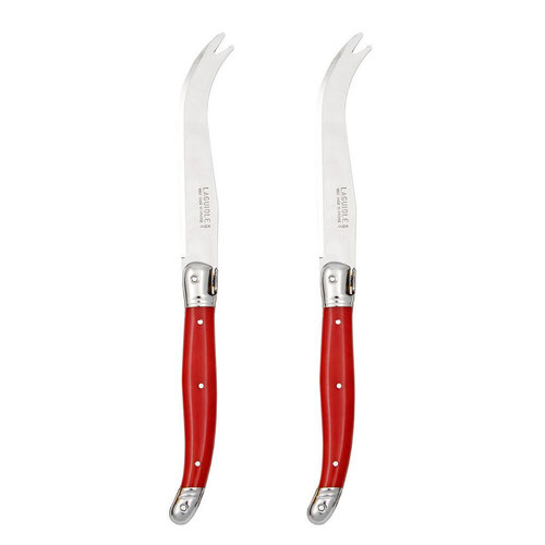 2pc Andre Verdier Laguiole Debutant Cheese Knife Red