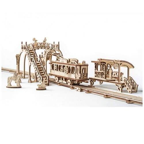 UGears Model Tram Line Mechanical Towns Series Wooden Diorama 284pc 14y+