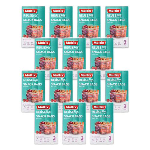 42pc Multix ReuseMe Resealable Snack Bags Clear 16.5x8.5cm