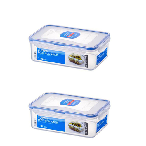 2PK LocknLock 1L Airtight Classic Rectangle Food Container - Clear