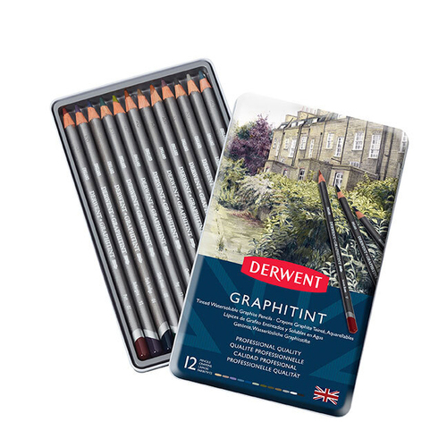 12PK Derwent Graphitint Drawing/Colouring Pencil Tin