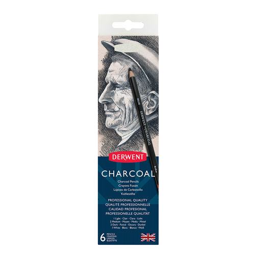 Derwent Charcoal Drawing Colouring Pencil Tin 6PK