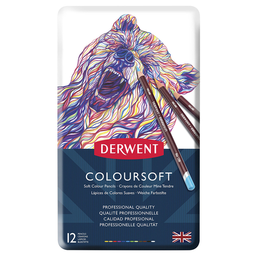 12PK Derwent Coloursoft Drawing/Colouring Pencil Tin