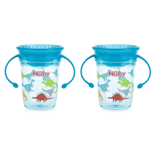 2PK Nuby Tritan Twin 360 Wonder Cup 240ml 6m+ Assorted