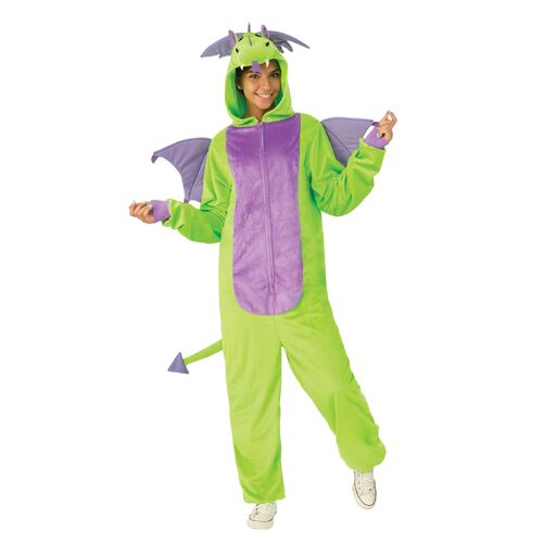 Rubies Green Dragon Furry Onesie Dress Up Costume - Size L-XL