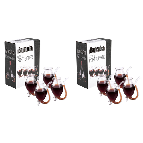 8pc Bartender 75ml Hand Blown Port Sippers Bulb-Shape Glassware - Clear