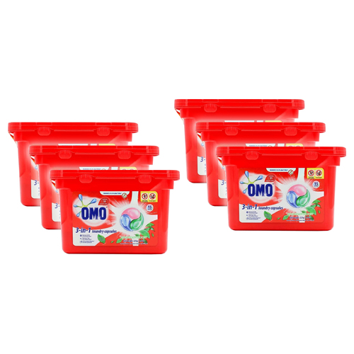 6PK 15pc OMO 3-in-1 Laundry Liquid Capsules Detergent Fresh Eucalyptus