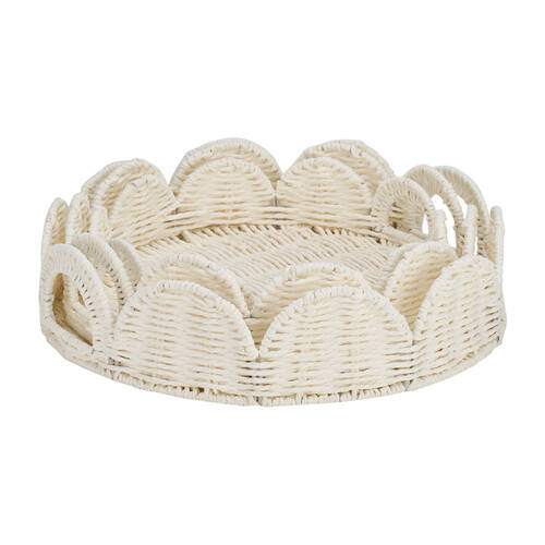 3pc Annabel Trends Papier Woven Tray Home Decor Display Set - White