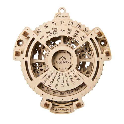 24pc Ugears Date Navigator 2.0 3D Wooden Toy 10.5x9.8cm - Brown 8y+