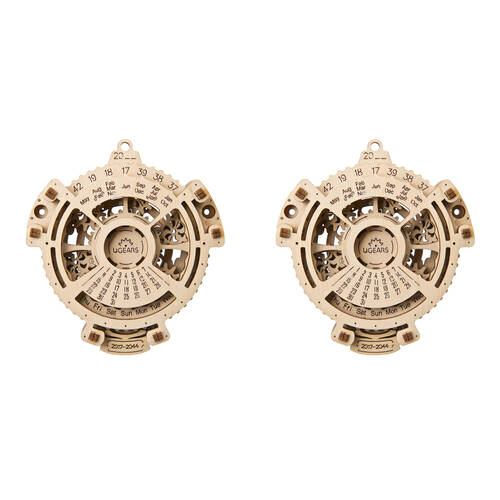 2x 24pc Ugears Date Navigator 2.0 3D Wooden Toy 10.5x9.8cm - Brown 8y+