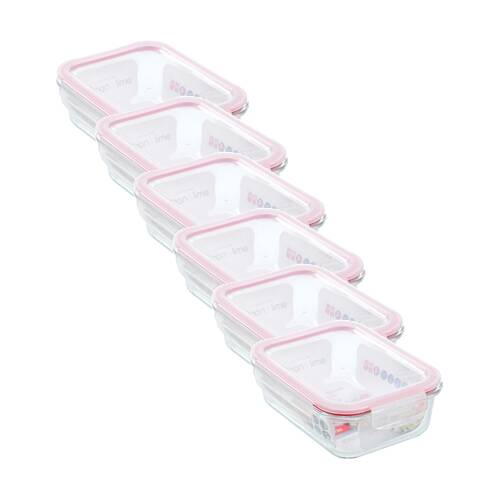 6PK Lemon and Lime Yorkshire Glass Rectangle Clip Seal Container 1L Food Safe