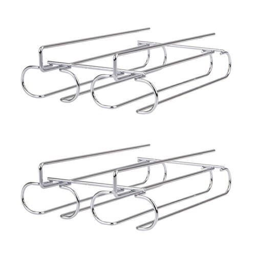 2PK Bartender Chrome Plated Undershelf 2-Rail Stemware Rack - Silver