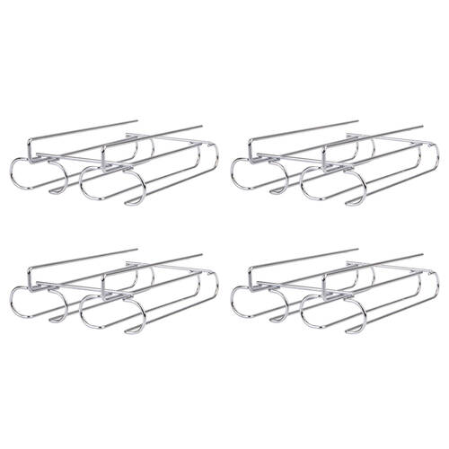 4PK Bartender Chrome Plated Undershelf 2-Rail Stemware Rack - Silver