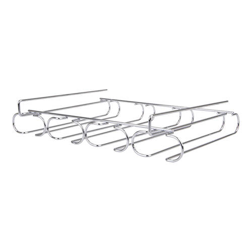 Bartender Chrome Plate Undershelf 4-Rail Stemware Rack - Silver