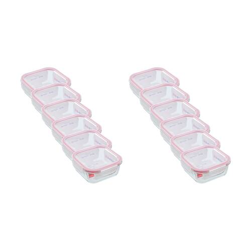 12PK Lemon and Lime Yorkshire Glass Square Clip Seal Container 1.2L Food Safe