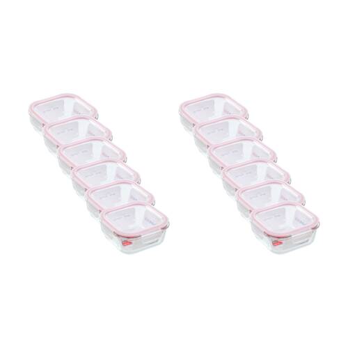 12PK Lemon and Lime Yorkshire Glass Square Clip Seal Container 800ml Food Safe