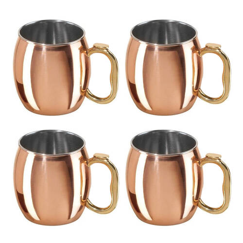 4PK Bartender Copper Plated Moscow Mule Cocktail Mug 530ml