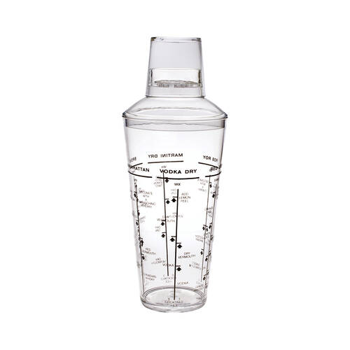Bartender Acrylic Cobbler Design Cocktail Drink Shaker 750ml Clear
