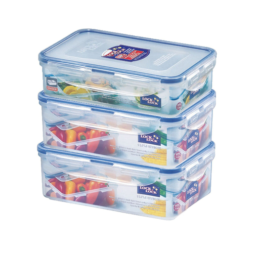 3PK Lock & Lock Airtight Classic Rectangle Stackable Food Container Set