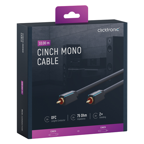 Clicktronic 10m Mono RCA Male to M Digital Audio Connector