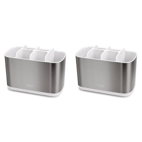 2PK Joseph Joseph EasyStore Steel Toothbrush Caddy Large - White