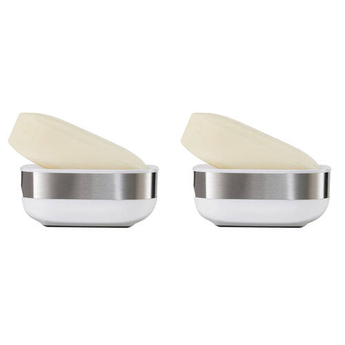 2PK Joseph Joseph Slim Steel Compact Soap Dish - White