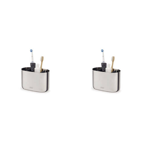 2PK Joseph & Joseph EasyStore 17.5cm Luxe Toothbrush Caddy Large - Steel