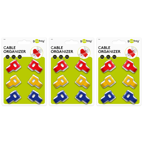 3x 6pc Goobay Hook & Loop Fastener Cable Management Organisers
