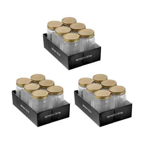 3x 6pc Lemon and Lime Roma Ribbed Conserve Jar 450ml Food Safe Kitchenware