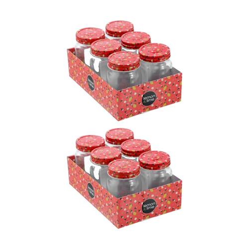 2x 6pc Lemon and Lime Roma Sherbert Garden Deco Conserve Jar 500ml Food Safe