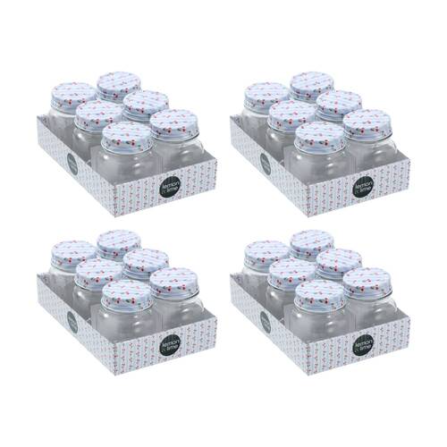 4x 6pc Lemon and Lime Roma Cherry Stripe Deco Conserve Jar 180ml Food Safe