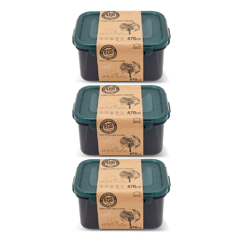3PK Lock & Lock 470ml Eco Rectangle Airtight Food Container Set - Short