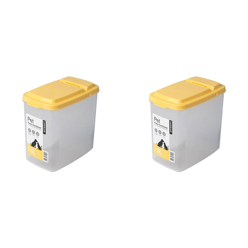 2PK LocknLock 1.6L Cat/Dog Pet Flip Top Lid Food Storage Container - Yellow