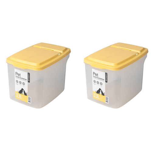 2PK Lock & Lock 3.2L Cat/Dog Pet Flip Top Lid Food Storage Container - Yellow