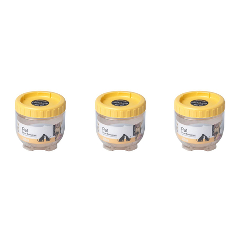 3PK LocknLock 500ml Airtight Cat/Dog Pet Interlock Wet/Dry Food Storage - YLW