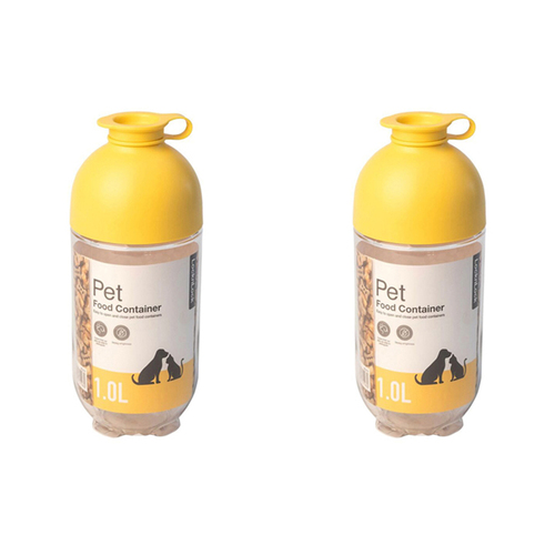 2PK Lock & Lock 1L Airtight Cat/Dog Pet Fridge Food Storage/Dispenser - Yellow