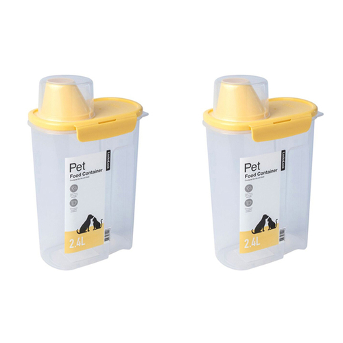 2PK LocknLock 2.4L Cat/Dog Pet Food Storage/Dispenser w/ Easy-Pour Lid - Yellow