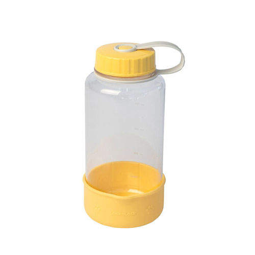 Lock & Lock 1L Dog/Cat Pet Water Bottle w/Handle & Silicone Bowl - Yellow