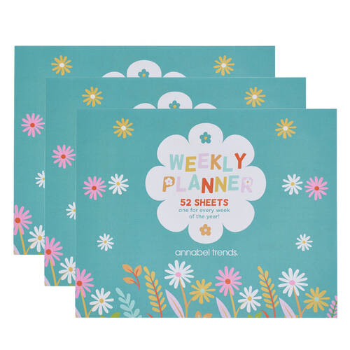 3PK Annabel Trends Weekly Planner Pad Writing School Staionery 25cm Daisy